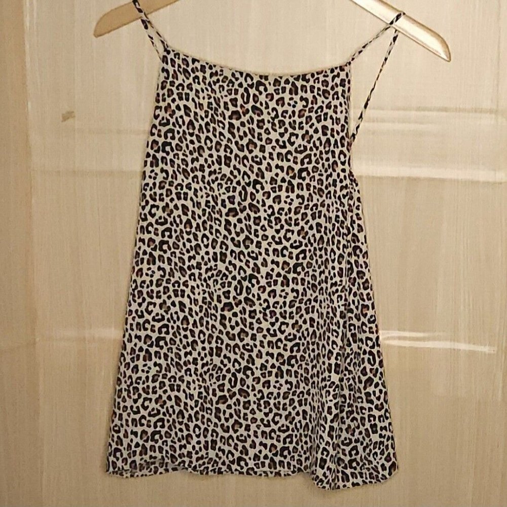 Loft Womens Tan Black Leopard Print Petite Swing Tank